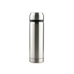 Stainless Steel Thermos Bottle Isolated on White Background