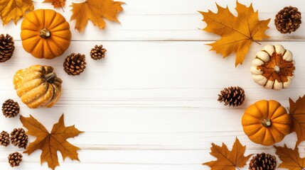 A collection of white pumpkins is beautifully arranged with colorful autumn leaves on a rustic wooden surface, capturing the essence of fall decorating ideas