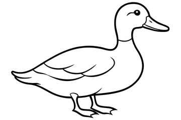 A duck silhouette vector ,line art icon illustration on white background.