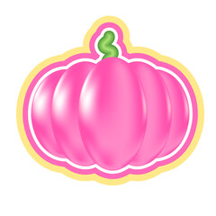 Cute pink pumpkin, isolated PNG with transparent background. Princess Cinderella, baby girl shower decoration sticker with glowing watercolor texture. Pink girly pumpkin decor clipart.