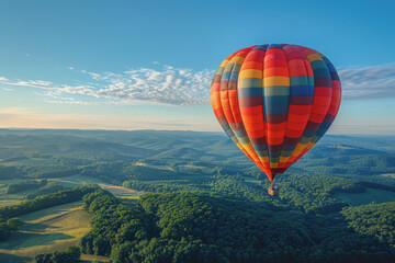 Naklejka premium Colorful hot air balloons Floating high in the clear blue sky, the scenery is beautiful and bright.