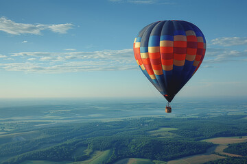Fototapeta premium Colorful hot air balloons Floating high in the clear blue sky, the scenery is beautiful and bright.