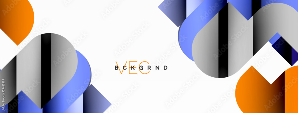 Poster abstract background. colorful geometric curve shapes with black shadow lines effects