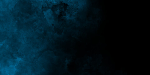 Sky clouds with brush painted blue watercolor texture, small and large clouds.  Aquarelle paint blue paper textured canvas perfect for presentation, Abstract blue smoke on black background.