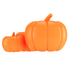 Three pumpkins isolated on transparent background