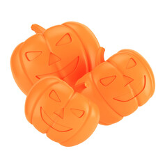 Halloween Jack o lantern pumpkins with a spooky faces isolated on transparent background