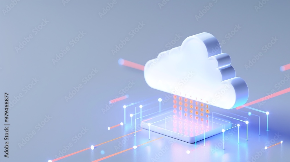 Aufkleber a 3d illustration of a cloud symbolizing digital data transfer in a modern tech environment.