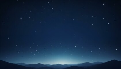Obraz premium Starry night sky over silhouettes of distant mountains creating a serene backdrop