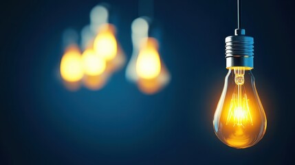 An elegant light bulb hanging against a dark backdrop, radiating warmth and ambiance, perfect for interior design inspiration.