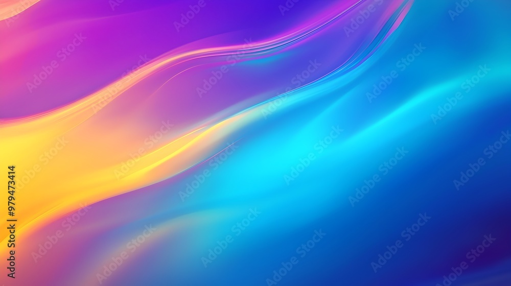 Poster vibrant multicolored fluid waves and swirls in dynamic abstract digital art composition
