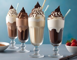 Imagine a delectable multi-layer milkshake. At the base of an elegant glass is a layer of fresh, creamy milk. Added on top is a rich scoop of velvety ice cream. The inside of this glass is artisticall