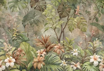 Large tropical plants, background for the walls in the interior. Tropics, background for walls in the interior, murals, murals.