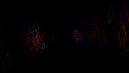 Futuristic Neon Light Grid with Colorful Lines on Dark Background