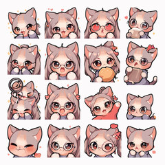 2d vector illustration emoji emote for social media icon for fruits and animals cute character  
