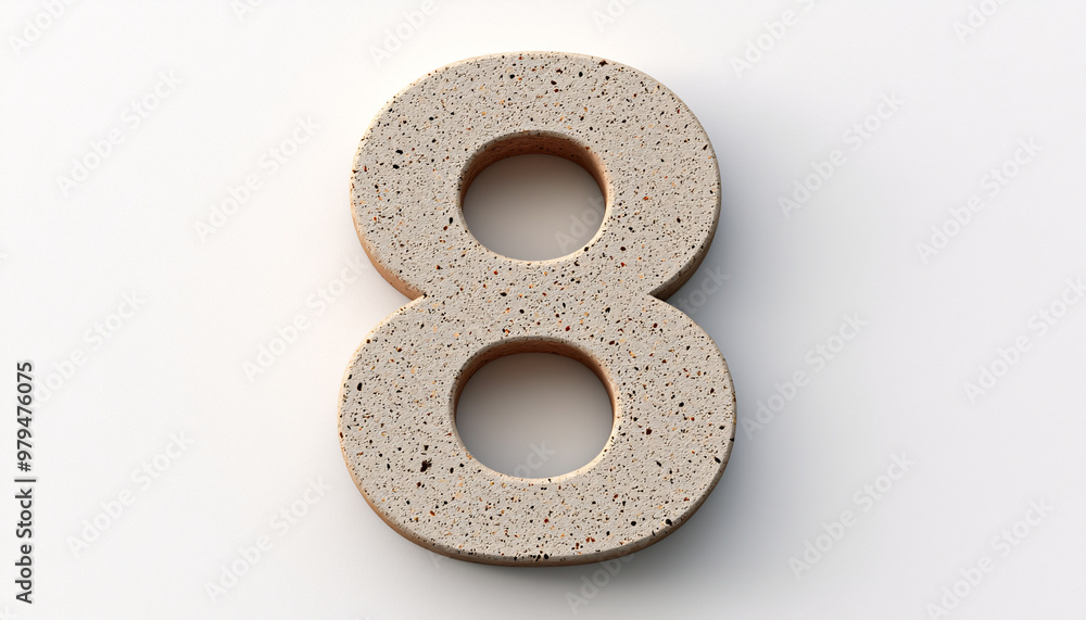 Poster a close-up view of a textured number eight, showcasing its unique design and color