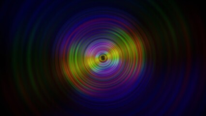 Abstract Colorful Neon Concentric Circles on Dark Background