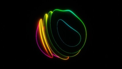 Abstract Neon Flowing Shape with Blue and Pink Light on Dark Background