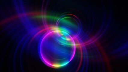 Abstract Neon Spiral Lights with Vibrant Colors on Dark Background