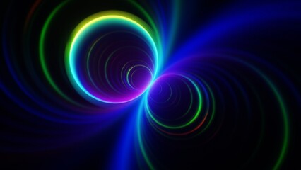 Abstract Neon Spiral Lights with Vibrant Colors on Dark Background