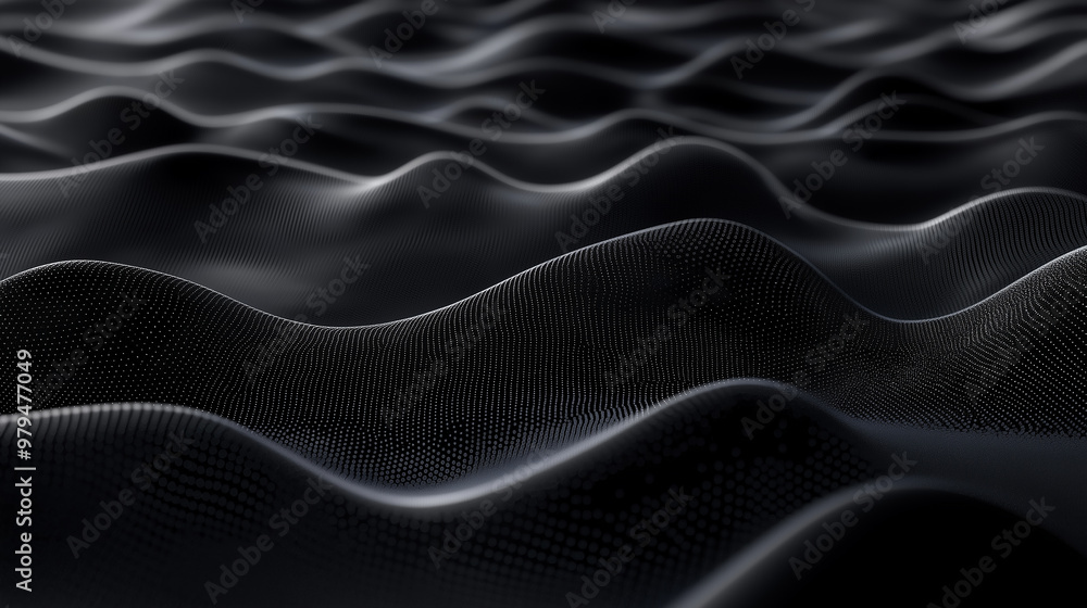 Poster abstract black particles forming wavy surface