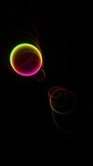 Abstract Neon Light Circles on Black Background