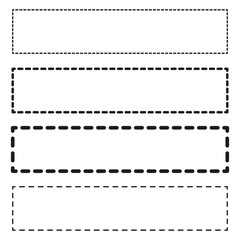 Obraz premium Dashed line frame. Dotted rectangle outline. Simple border vector. Minimalist box symbol.