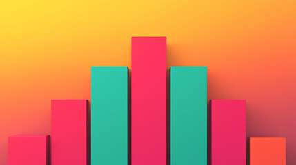 Vibrant colorful bars in a geometric pattern against a warm gradient background