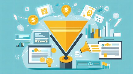 Search funnel optimization layout showcasing a streamlined design with numerous open spots for additional copy or design elements. 