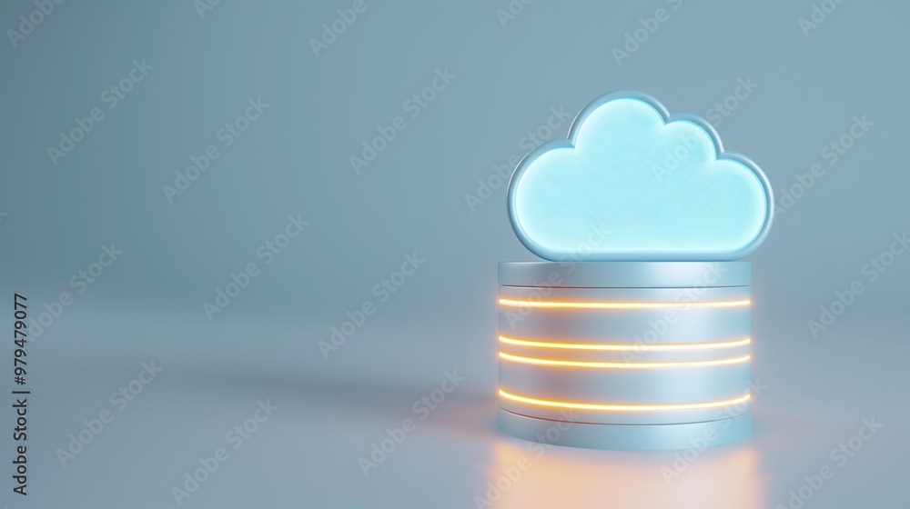 Aufkleber a modern illustration of cloud storage concept with a cloud icon above a data server, symbolizing da
