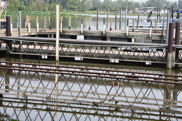 boat dock slips over water empty