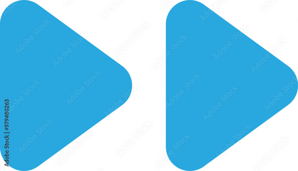 Poster two blue forward-moving arrow symbols representing progress and advancement.