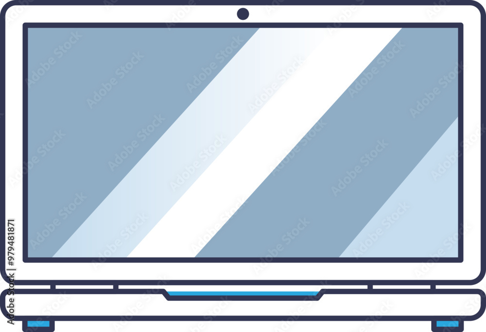 Poster front view of a laptop computer with a blank screen, symbolizing technology and digital workspace.