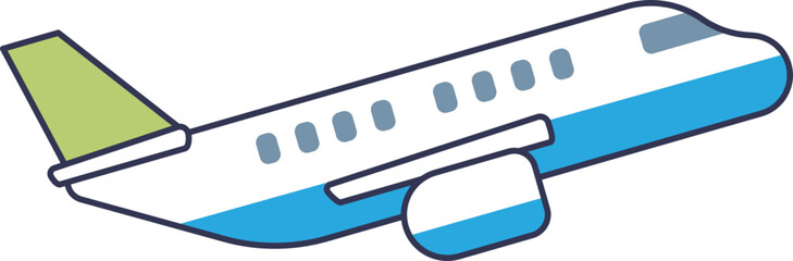 Side view of a jet plane taking off, symbolizing travel and aviation. © VectorMine
