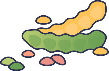 Illustration of lentils with pods and seeds, symbolizing nutrition and plant-based protein.
