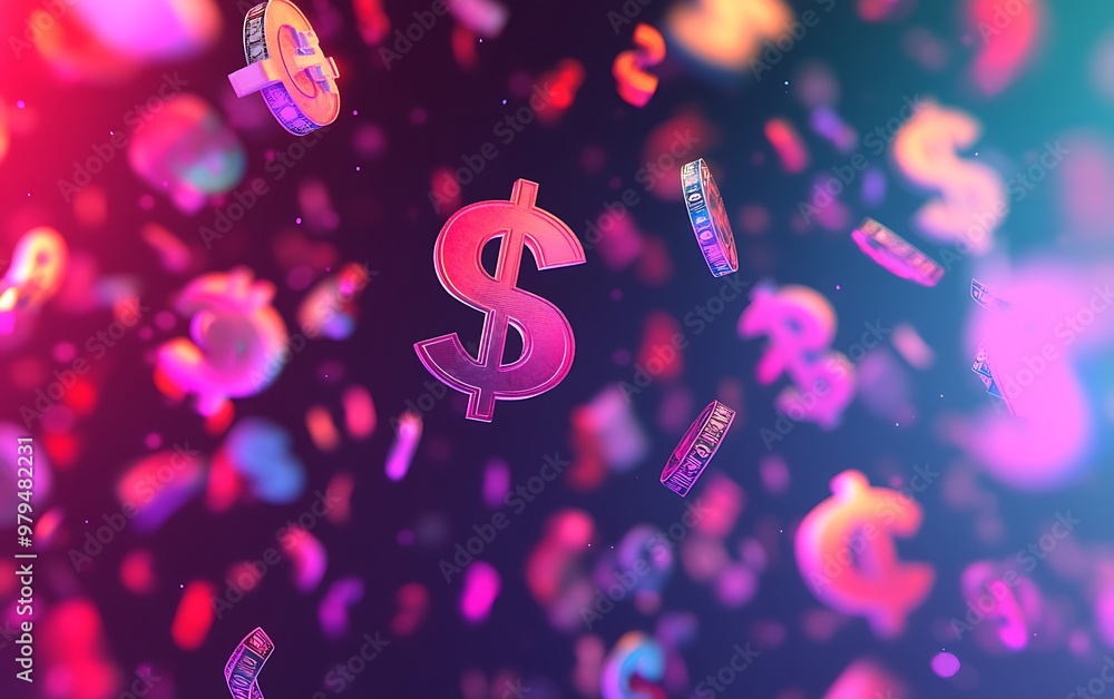 Aufkleber currency symbols in space - abstract minimalist design with soft gradients