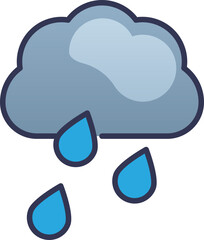 Illustration of a raincloud with three raindrops, symbolizing rain and weather.