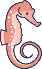 Illustration of a pink seahorse with a curled tail and dotted pattern, symbolizing marine life and oceanic beauty. © VectorMine