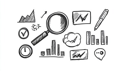 Search engine ranking sketch with a minimalist style, showcasing a conceptual representation of SEO performance metrics. 