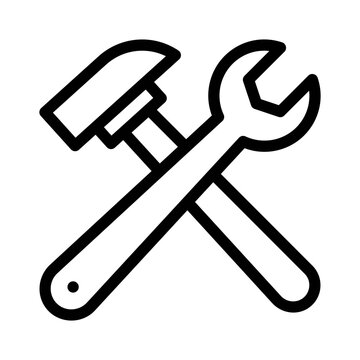 black tools hammer wrench icon clip art preview