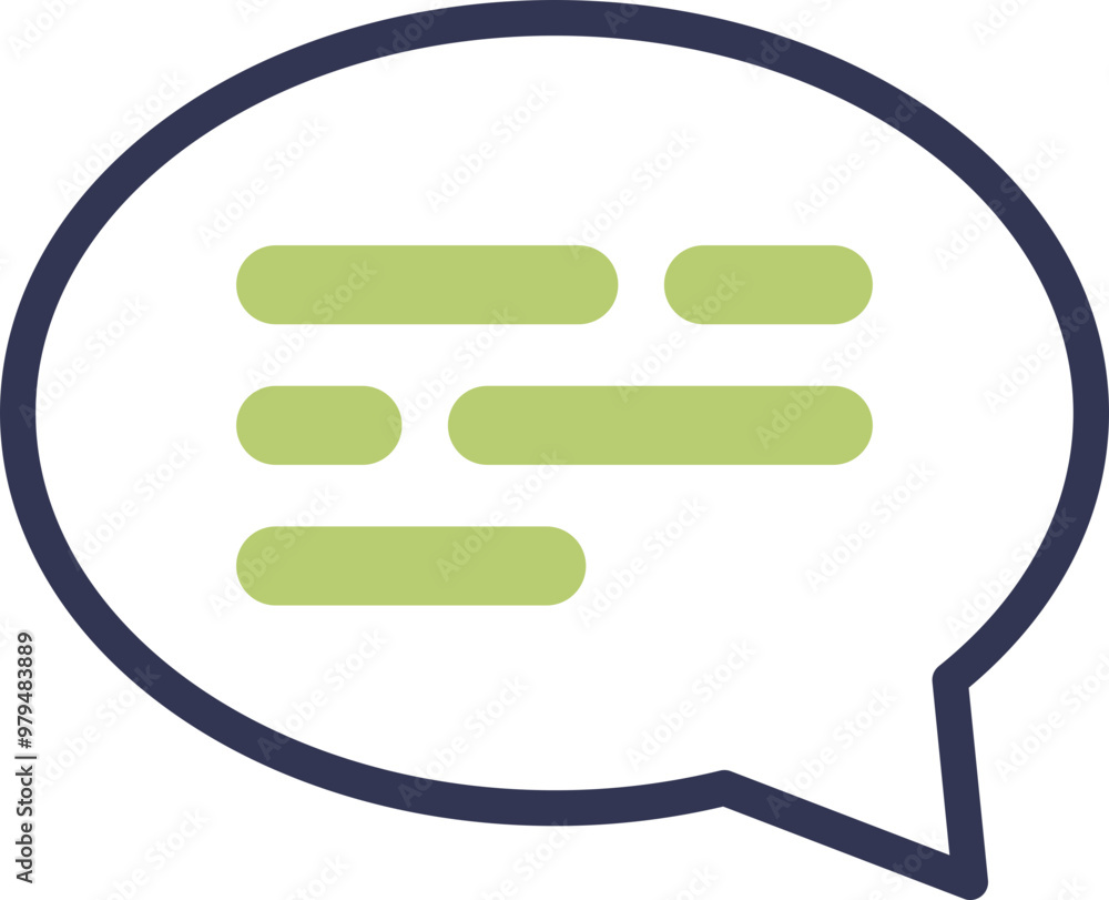Poster a simple talk bubble icon with horizontal lines representing text, symbolizing communication and con