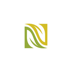 N Leaf Logo Vector. Nature Icon Design