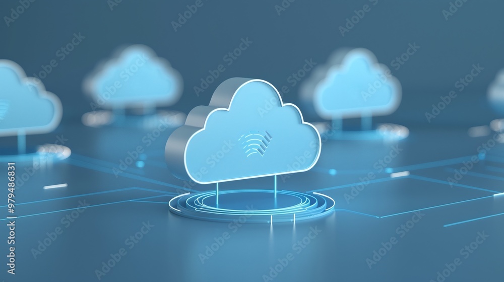 Aufkleber abstract representation of cloud technology with digital symbols and connectivity, showcasing modern