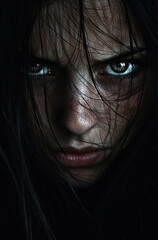 Fototapeta premium A woman with long hair and a dark face