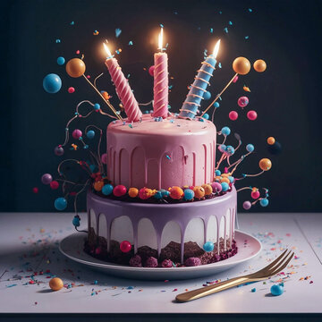 Happy brithday cake with black natural color