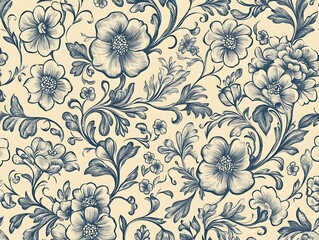 Fototapeta premium floral and leaf seamless patterns in doodle-style tile designs with graphic format. 