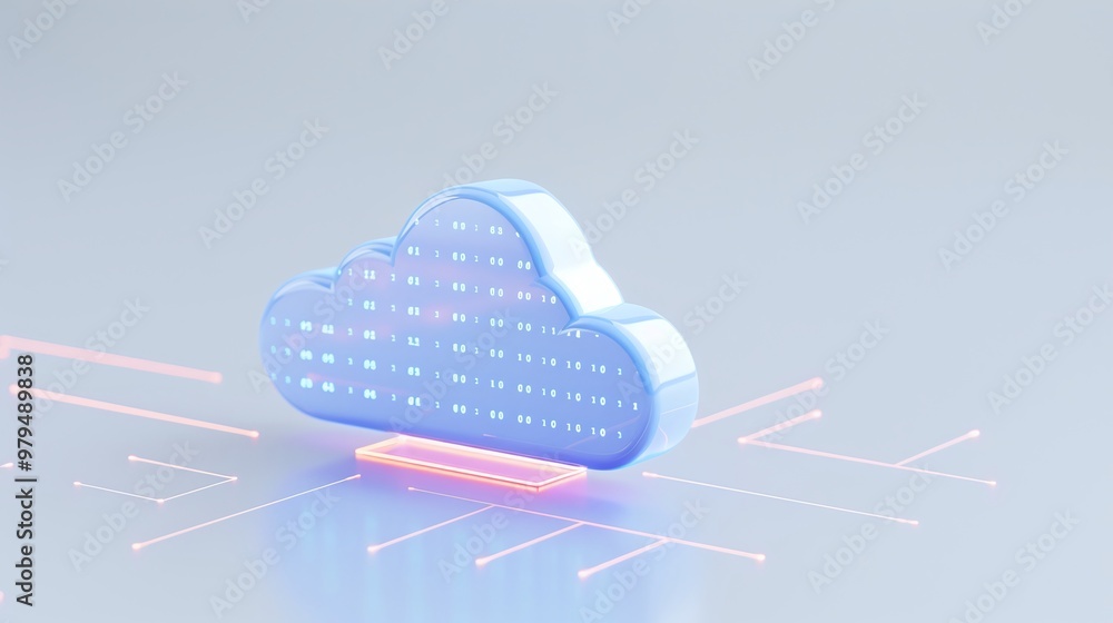 Poster digital cloud technology representing data storage and connectivity in a modern tech environment, sh