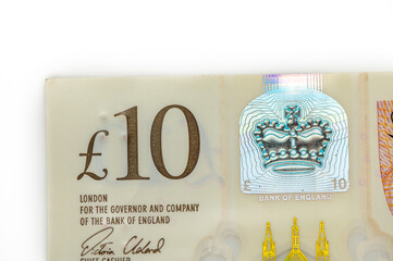 UK pound,money of United kingdom close up on white, Pound UK note