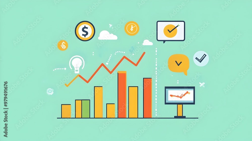 Poster colorful business analytics graph showing financial growth and data visualization