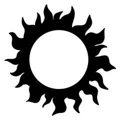 silhouette of round sun sunburst fire flaming illustration for element design
