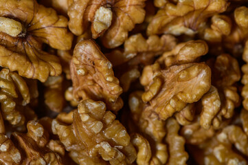 closeup of shelled organic walnut halves